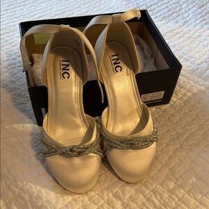 INC International Concepts girls Cream Heels with Silver Accents
